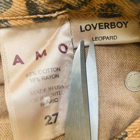 AMO High Rise Leopard Print Jeans - Tan and Black - Picture 5 of 10